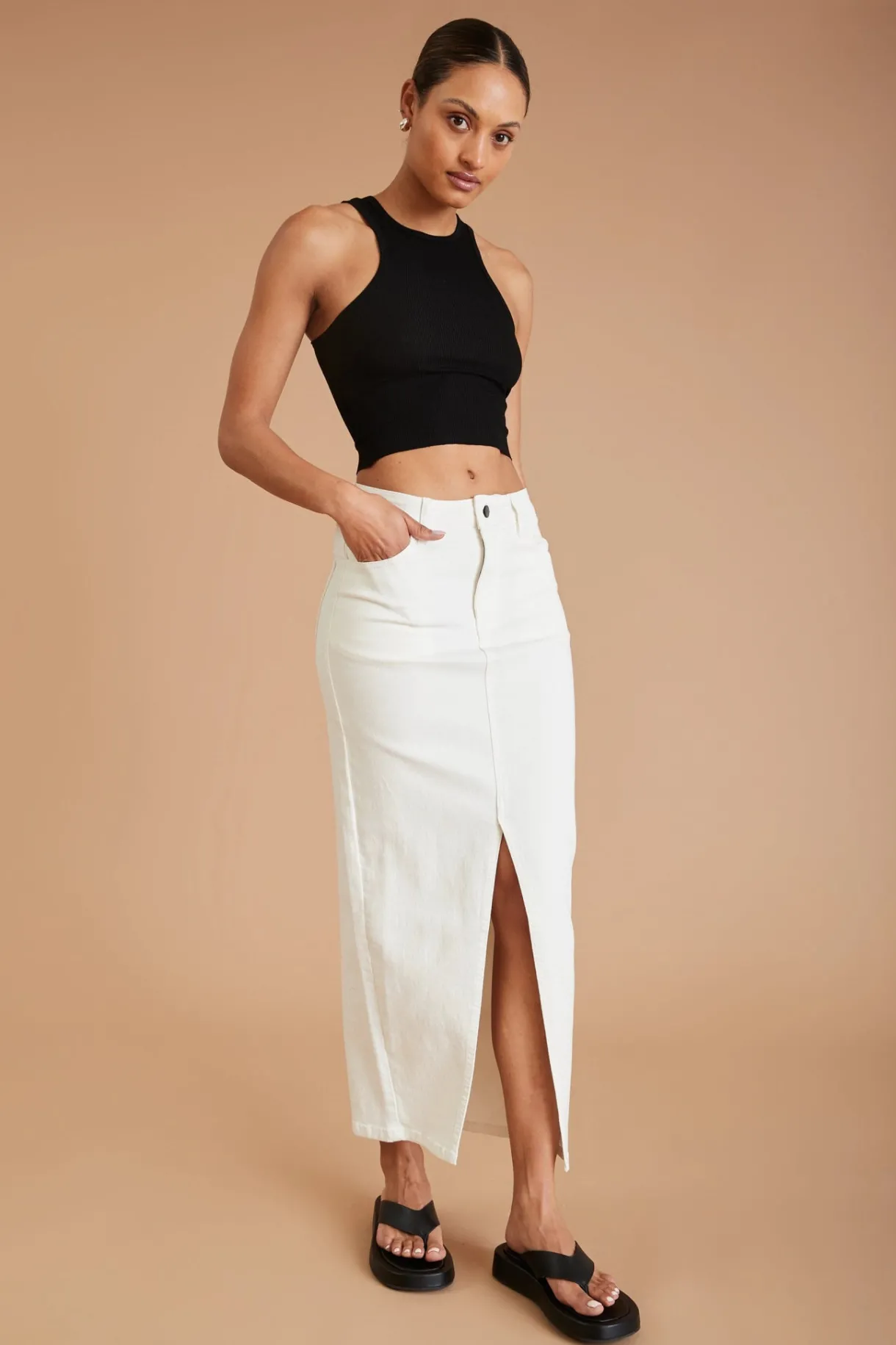 Skirts & Dresses<ALL FENIX AF Denim Skirt White