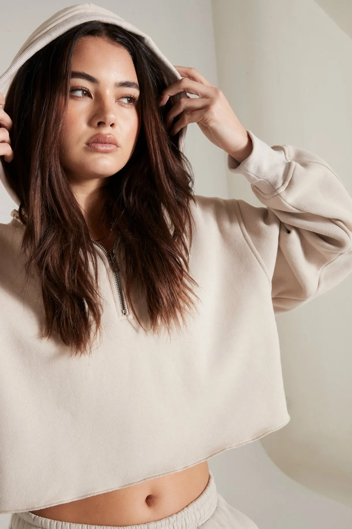 Jumpers & Hoodies<ALL FENIX Circuit Crop Hoodie Stone