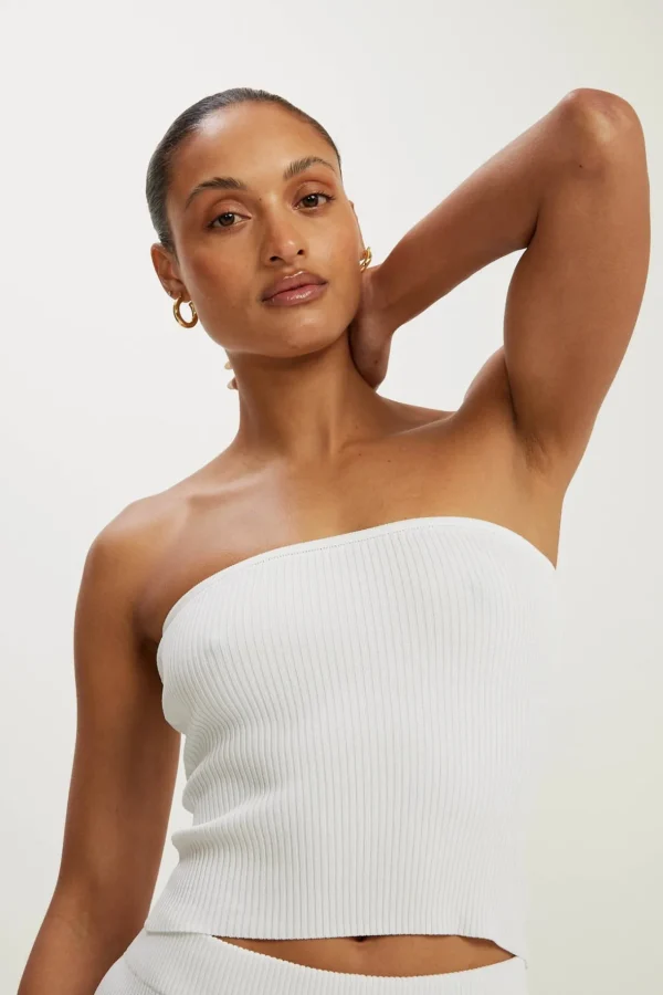 Knitwear<ALL FENIX Amelia Rib Tube Top White