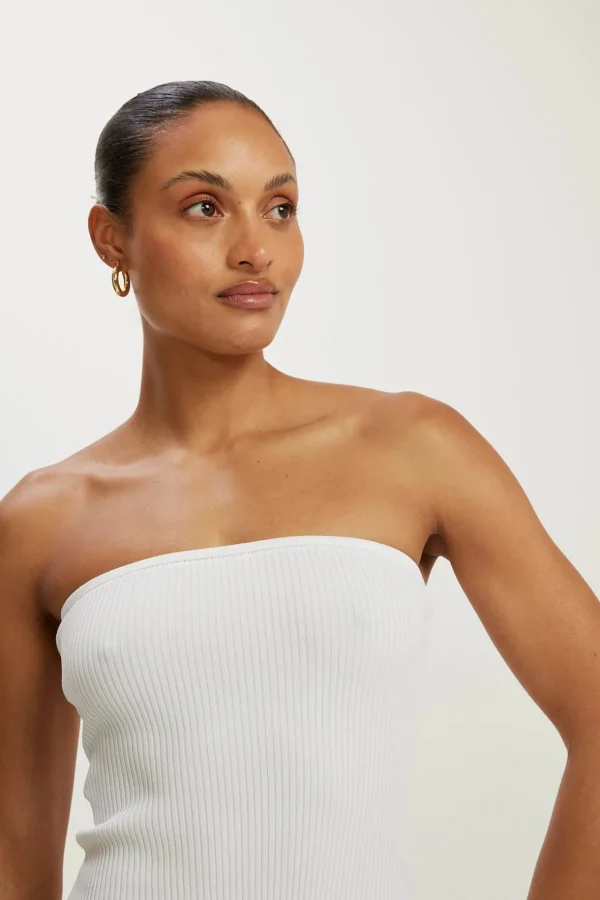 Knitwear<ALL FENIX Amelia Rib Tube Top White