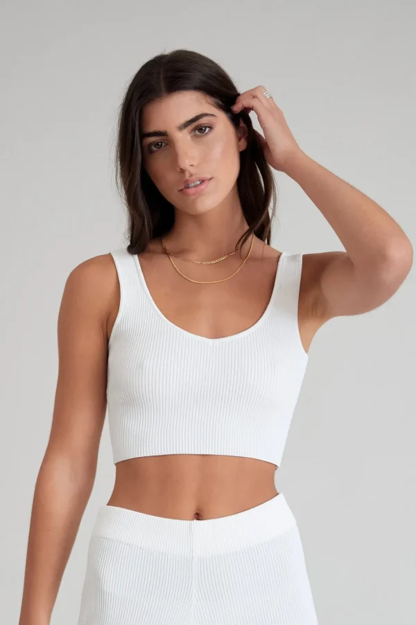 Tees & Tanks<ALL FENIX Amelia Rib V-Tank White