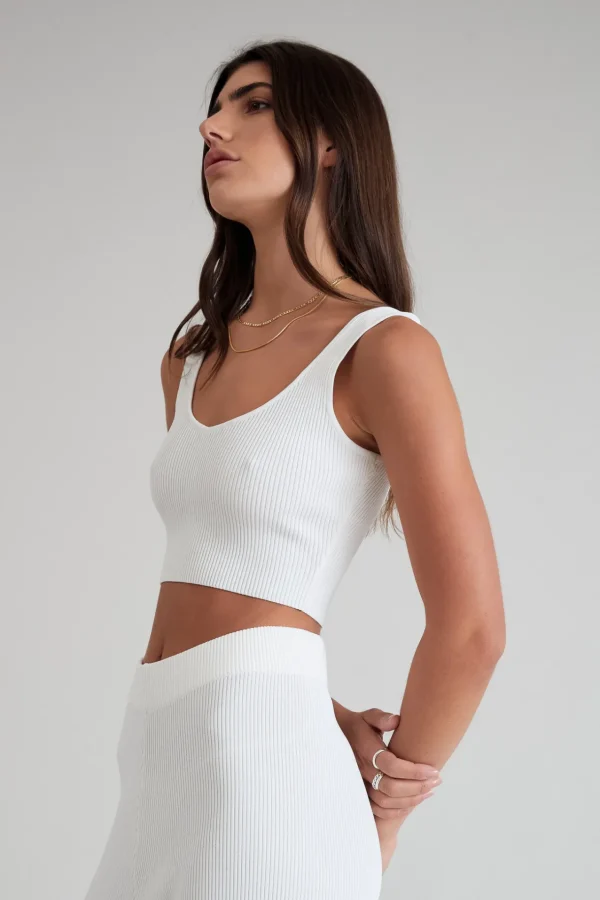 Tees & Tanks<ALL FENIX Amelia Rib V-Tank White