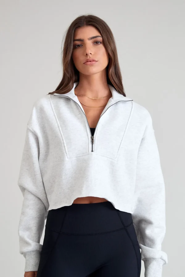 Jumpers & Hoodies<ALL FENIX Arlo Crop 1/2 Zip Sweater WhiteMarle