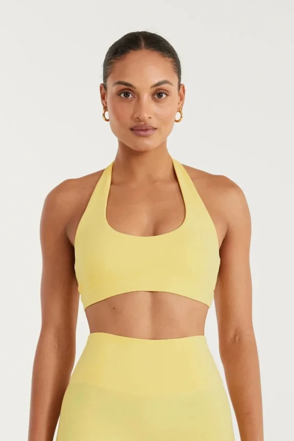 Sports Bras<ALL FENIX CLOUDCORE Halter Sports Bra ButterYellow