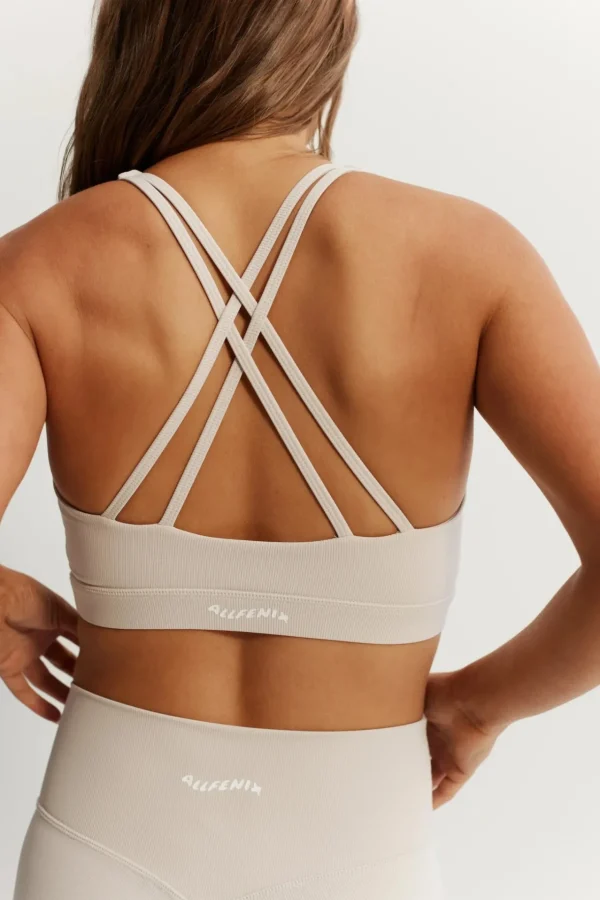 Sports Bras<ALL FENIX EcoRib Cross Back Sports Bra Stone