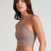 Tees & Tanks | Sports Bras<ALL FENIX EcoRib Strap Racer Crop Latte