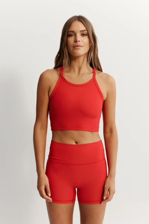 Tees & Tanks | Sports Bras<ALL FENIX EcoRib Strap Racer Crop Watermelon