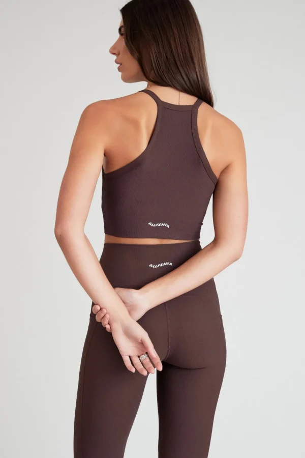 Tees & Tanks | Sports Bras<ALL FENIX EcoRib Strap Racer Crop Espresso