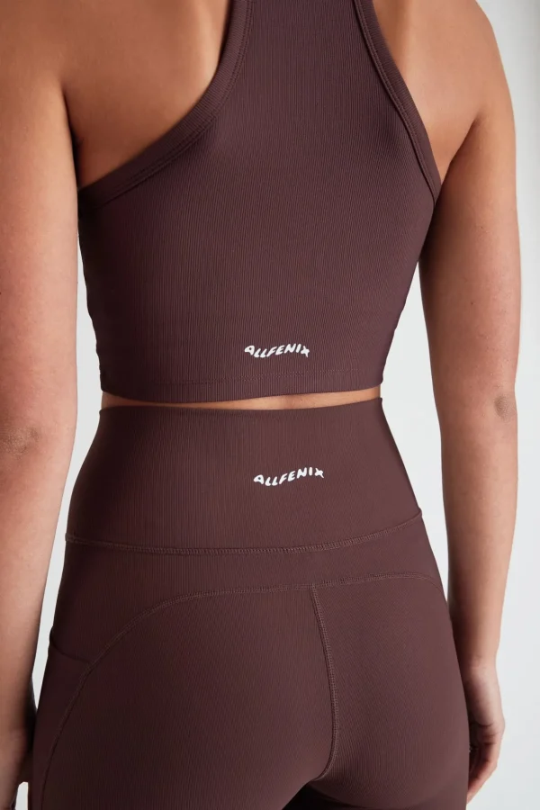 Tees & Tanks | Sports Bras<ALL FENIX EcoRib Strap Racer Crop Espresso