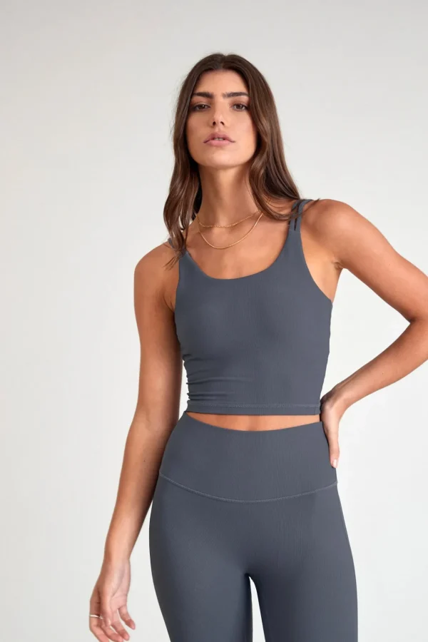 Tees & Tanks | Sports Bras<ALL FENIX EcoRib Strappy Crop Steel