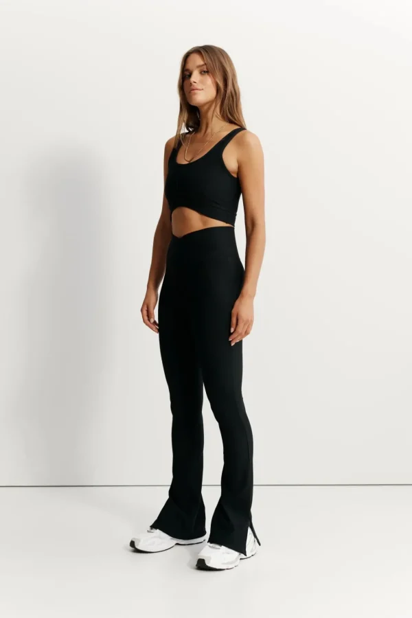 Flares | 7/8 Leggings<ALL FENIX EcoRib V-Waist Split Flare Black