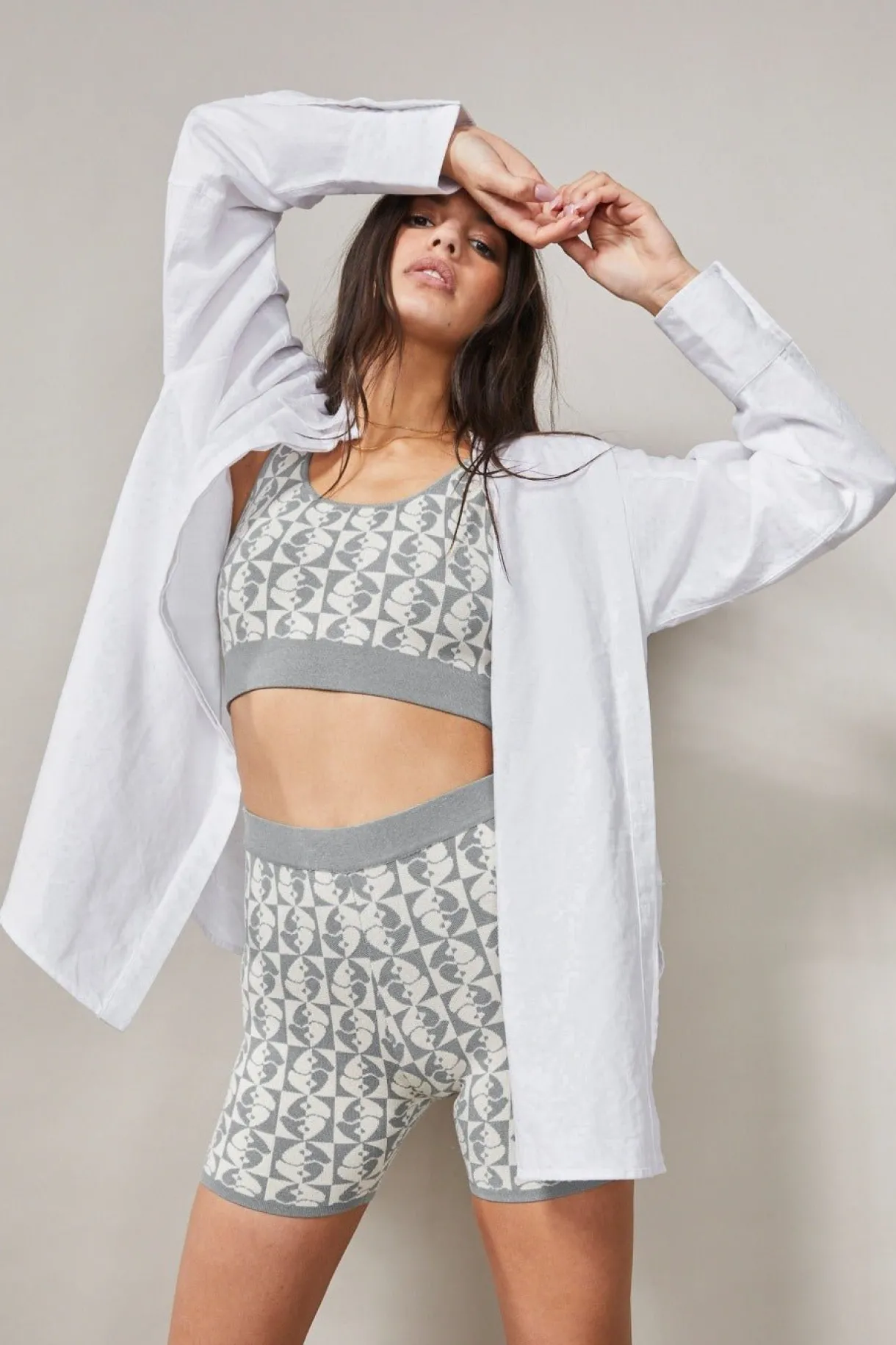 Knitwear | Sports Bras<ALL FENIX Jacquard Crop Top Charcoal
