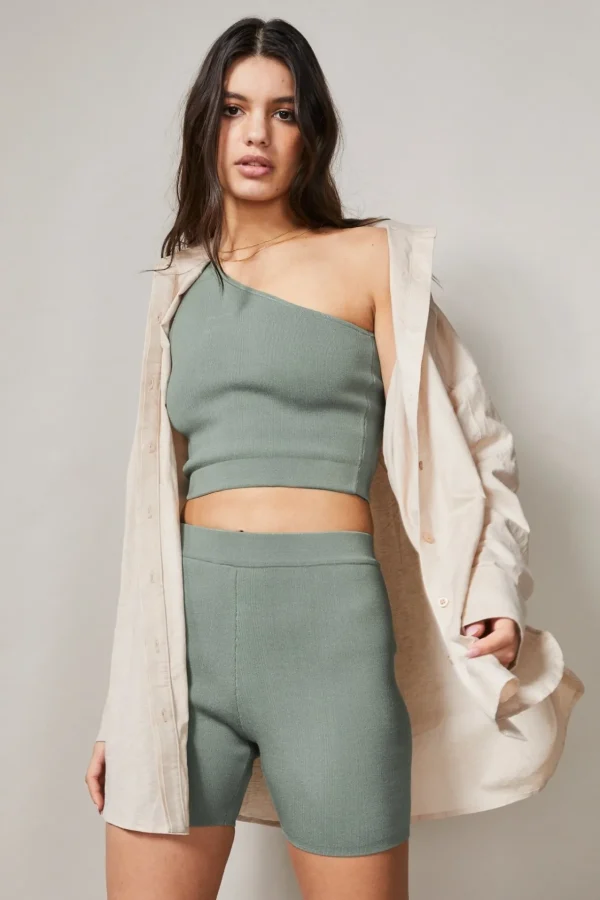 Knitwear | Sports Bras<ALL FENIX Milano One Shoulder Top Green